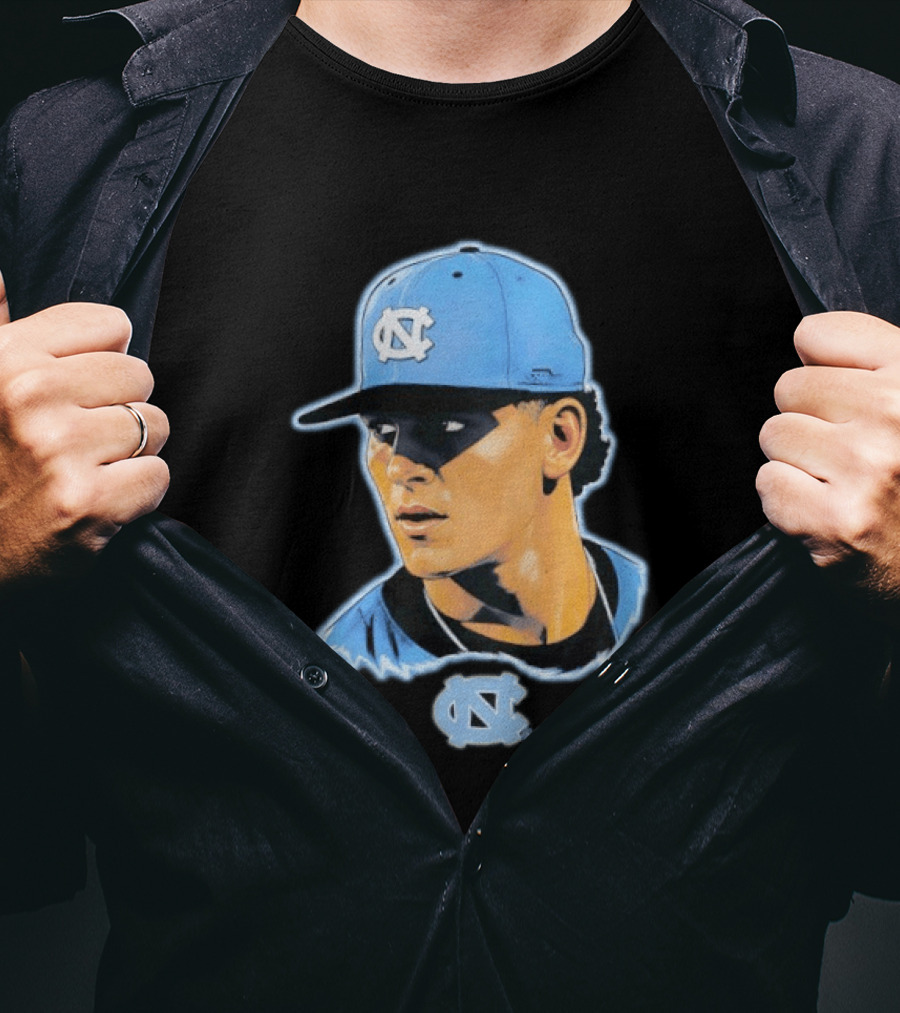 UNC Baseball Player Portrait North Carolina Cap Image T-Shirt