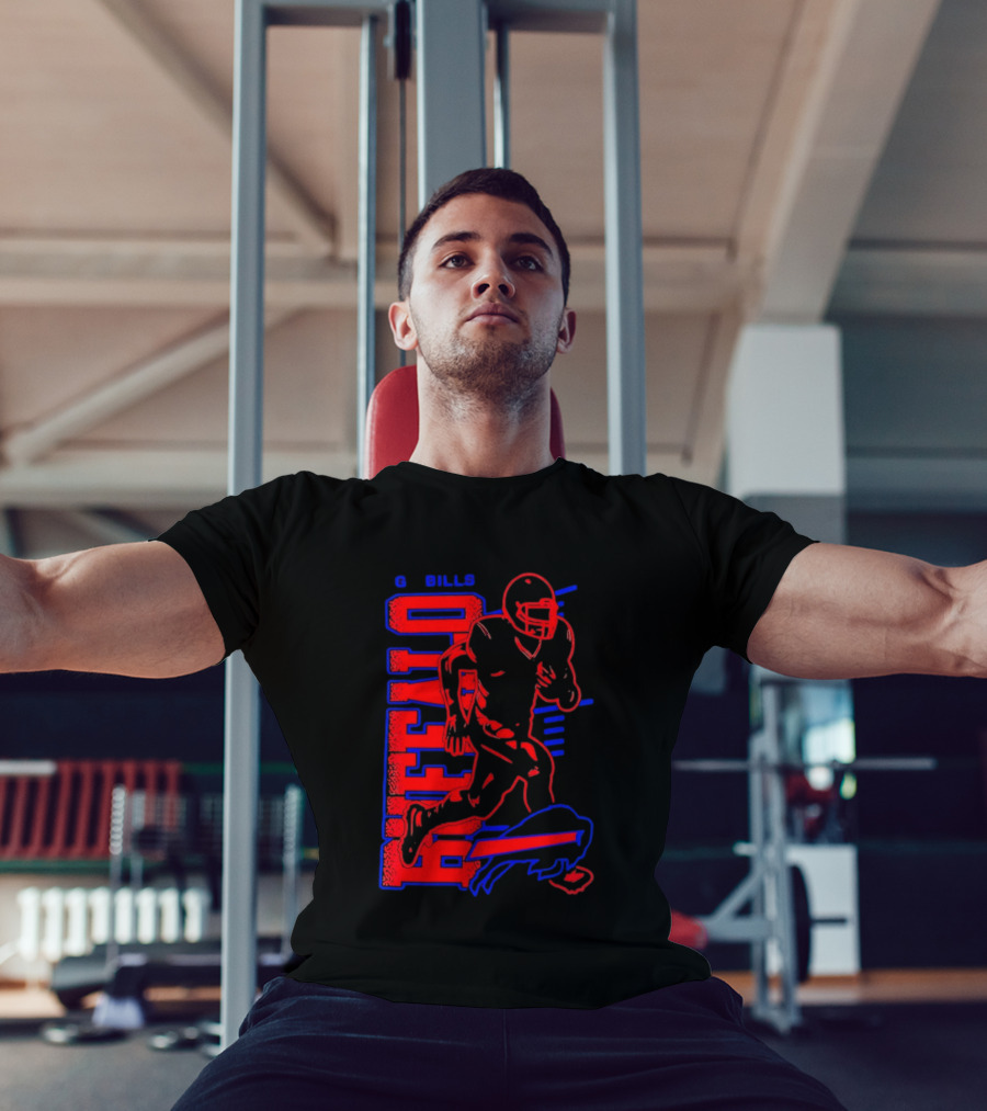 Buffalo Bills Go Bills Football Player Running Action T-Shirt