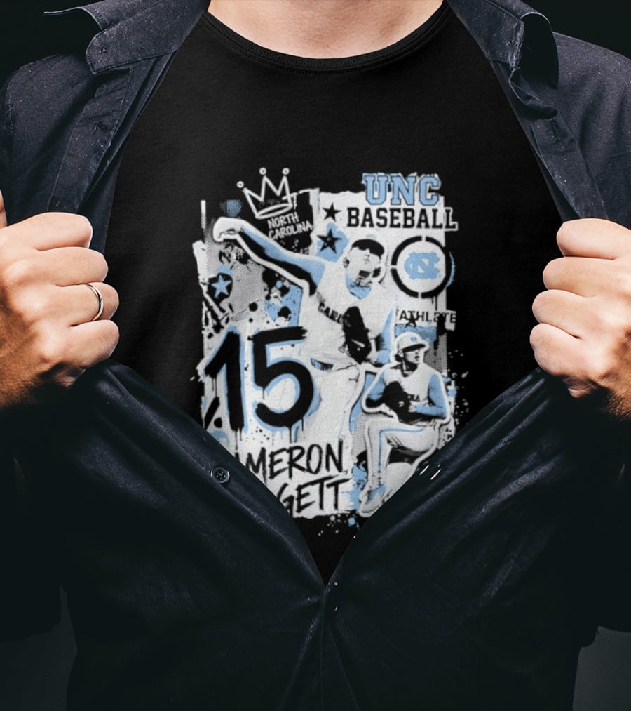 Cameron Padgett 15 UNC Baseball Player Collage Comic UNC Baseball T-Shirt