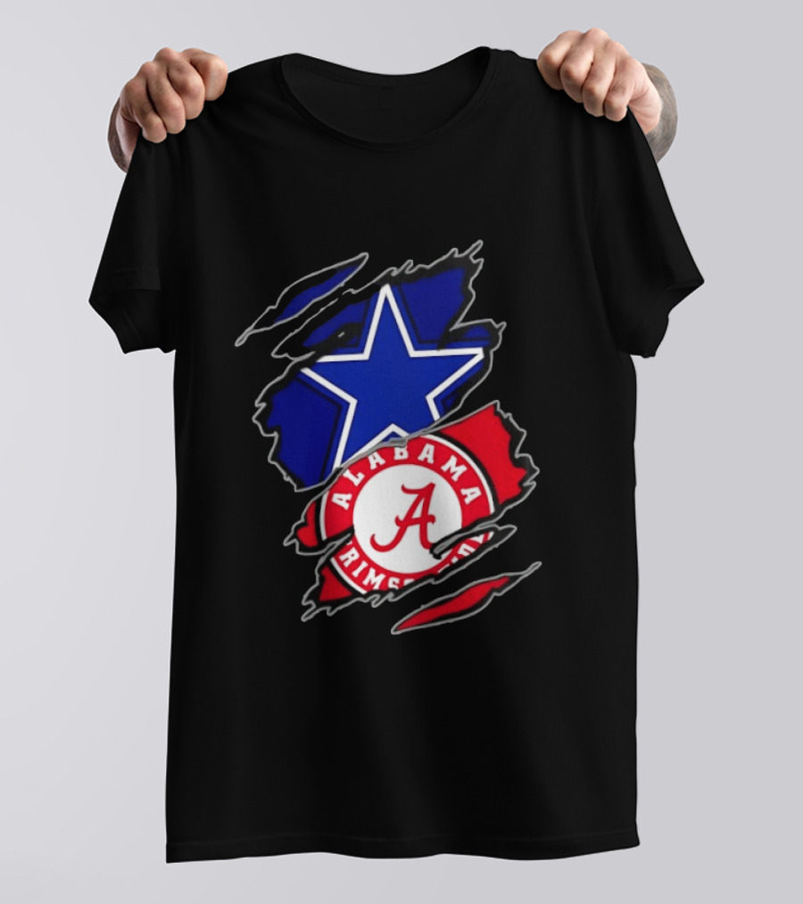 Dallas Cowboys Alabama Crimson Tide Two Teams One Heart Scratch T-Shirt