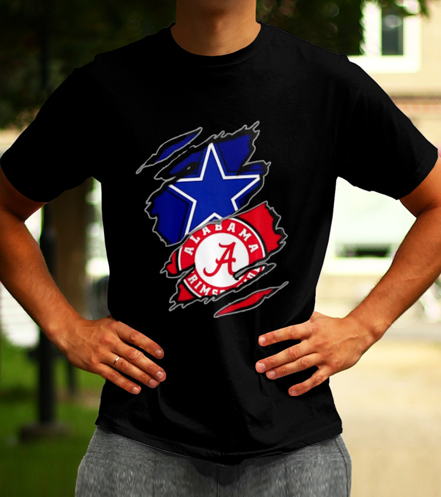 Dallas Cowboys Alabama Crimson Tide Two Teams One Heart Scratch T-Shirt