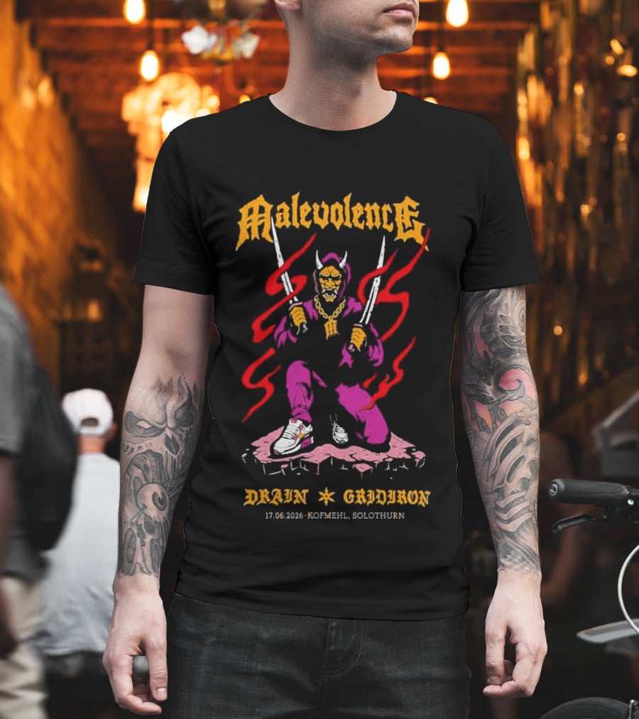 MALEVOLENCE Solothurn Switzerland 17.06.2026 Samurai Demon Event T-Shirt