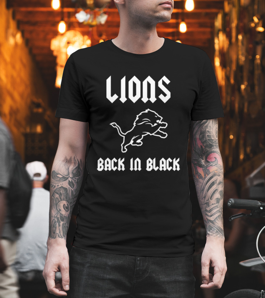 Lions Back In Black Rugby Detriot T-Shirt