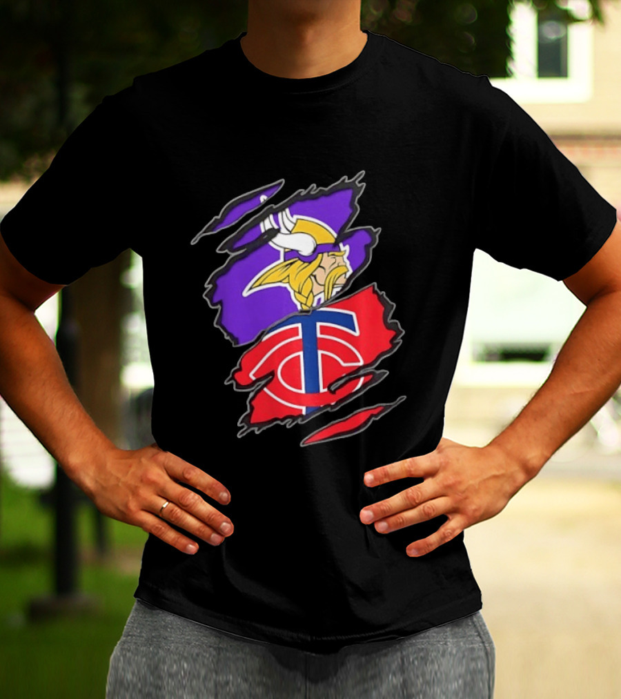 Minnesota Vikings Minnesota Twins Two Teams One Heart T-Shirt