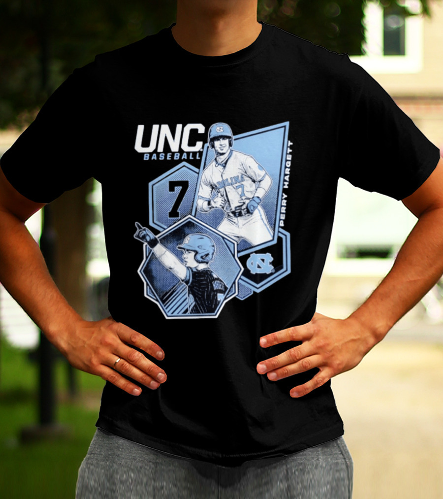 UNC Baseball Perry Hargett 7 North Carolina Collage T-Shirt
