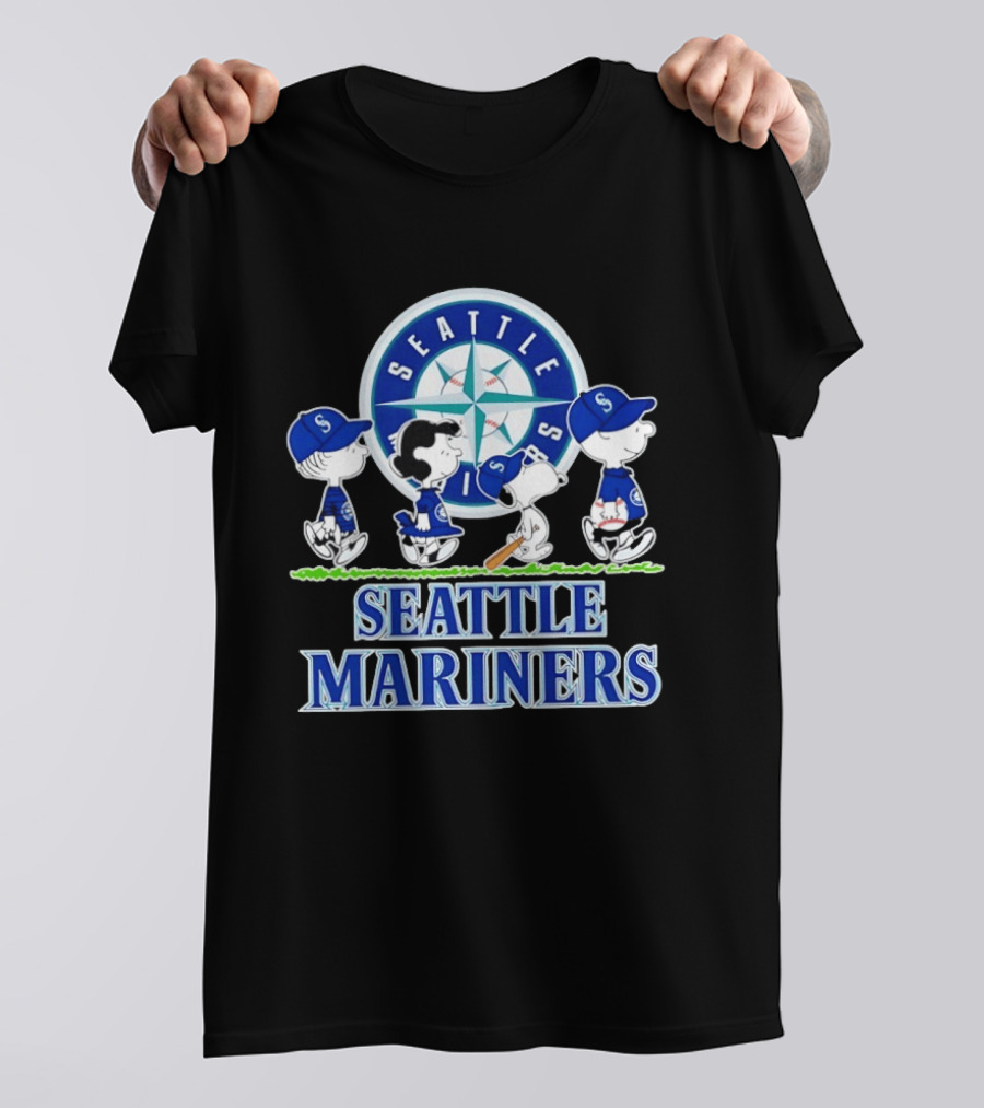 Seattle Mariners Snoopy Charlie Brown Lucy Linus Abbey Road Crossover 2026 T-Shirt