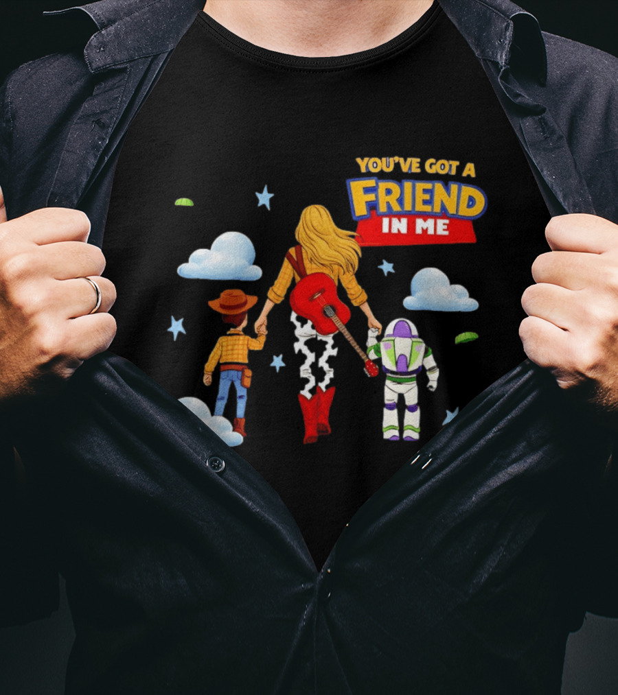 You've Got A Friend In Me Woody Buzz Lightyear Woman Walking With Clouds T-Shirt