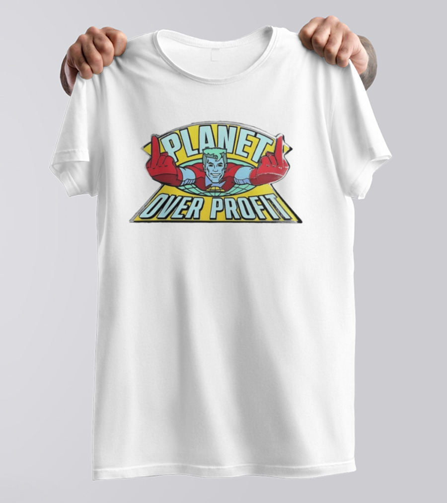 Captain Planet Enamel Pin Planet Over Profit Vintage Cartoon Hero Earth áticos T-Shirt