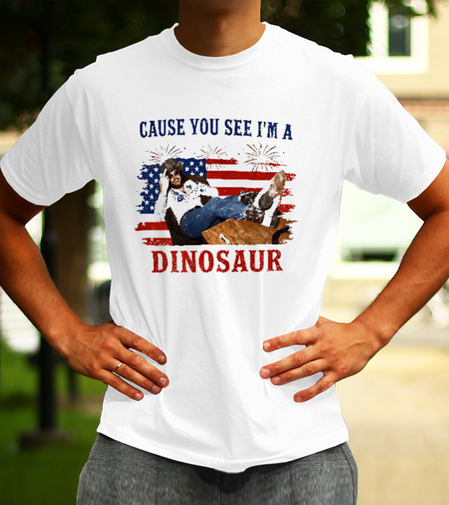 Cause You See I'm A Dinosaur Hank Williams Jr Country Music Western Patriotic 4th Of July Cowboy T-Shirt