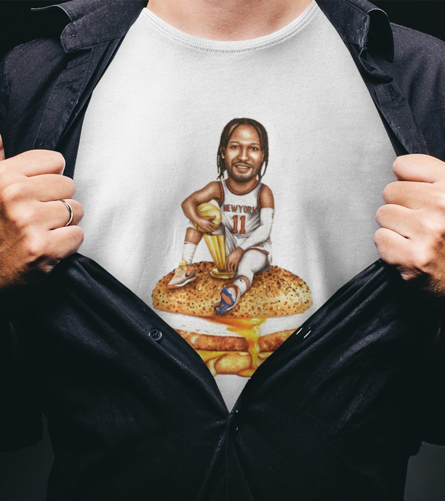 Jalen Brunson New York Knicks Basketball Trophy Egg And Cheese Sandwich T-Shirt