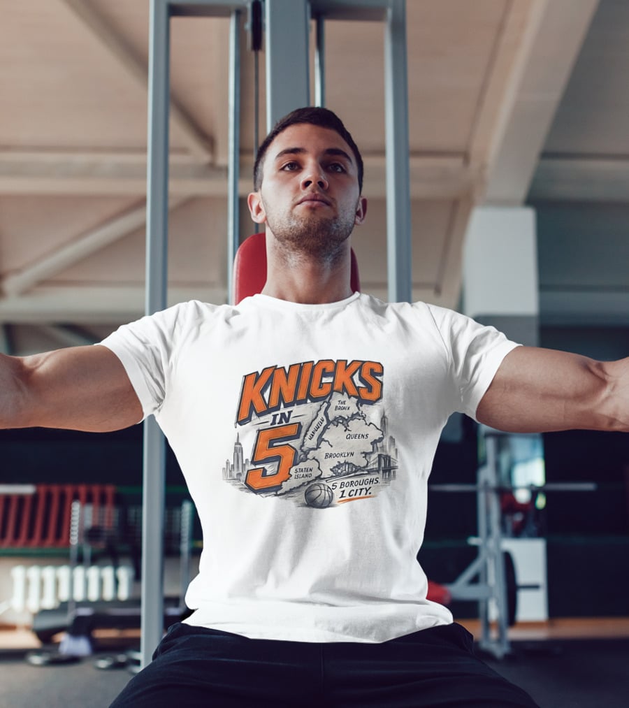 Knicks In 5 New York City 5 Boroughs Map Basketball T-Shirt