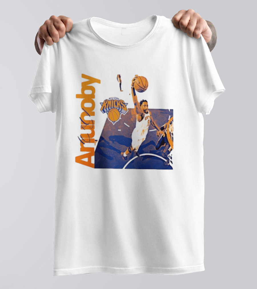 New York Knicks OG Anunoby Player Hype Dunking Action Scene T-Shirt