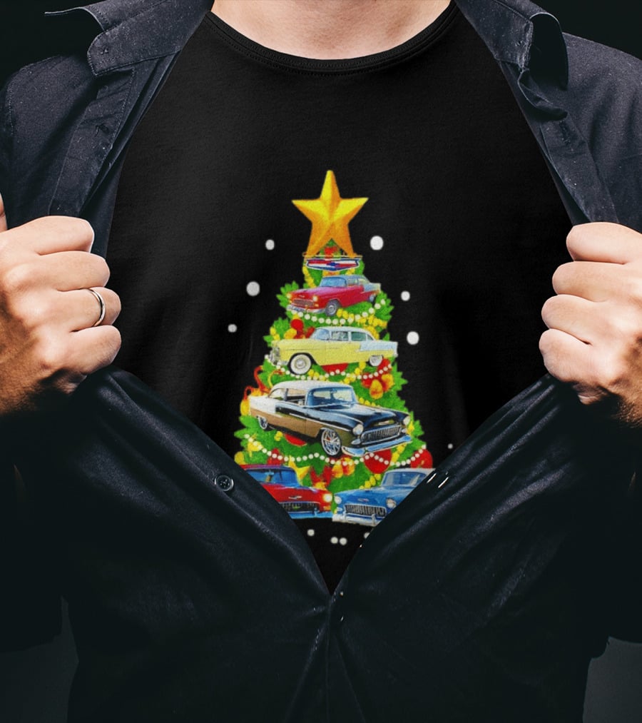 1955 Chevy Christmas Tree Holiday Vintage Car Enthusiasts T-Shirt