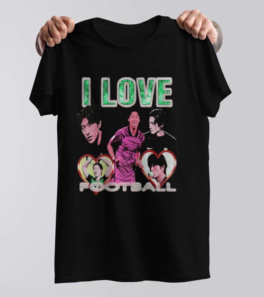I Love Football Cho Gue Sung South Korea National Team Soccer Fan Collage T-Shirt