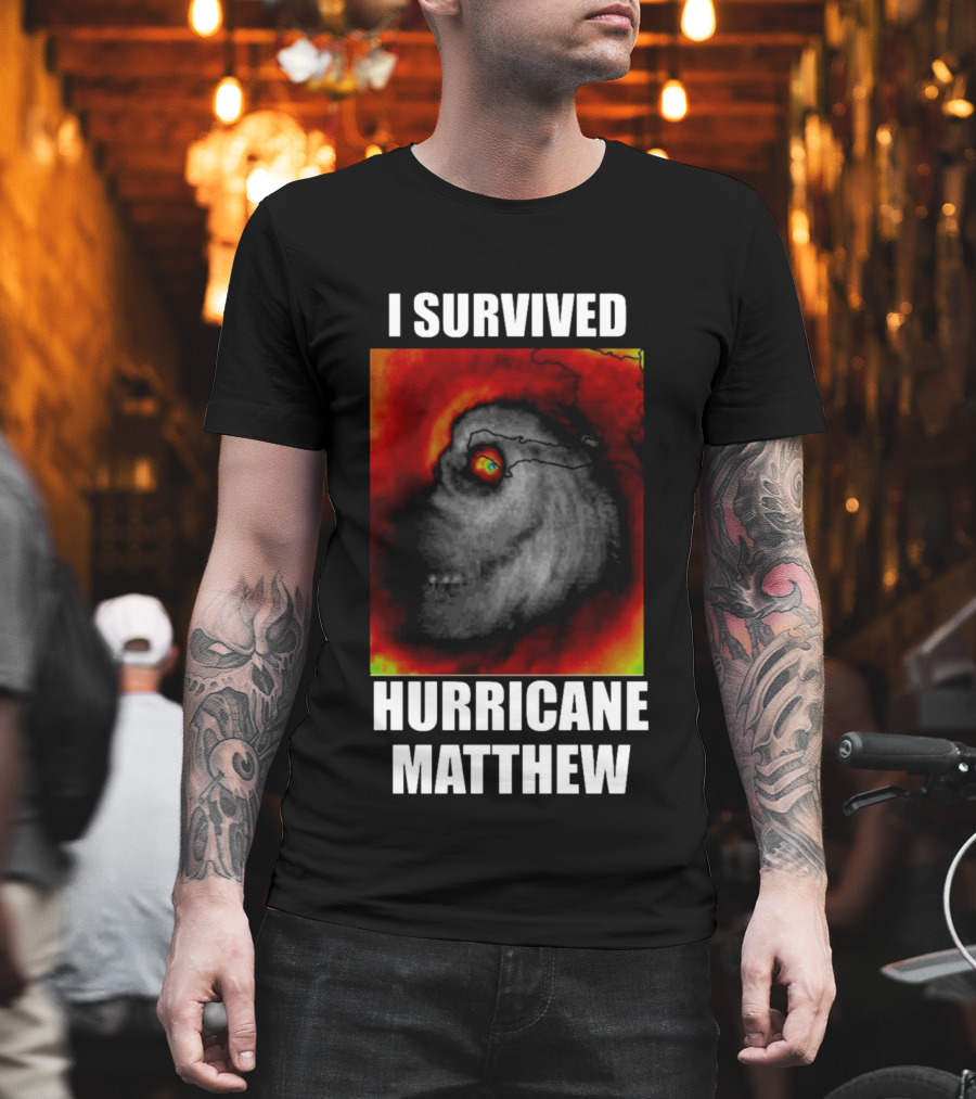 I Survived Hurricane Matthew Weather Satellite T-Shirt