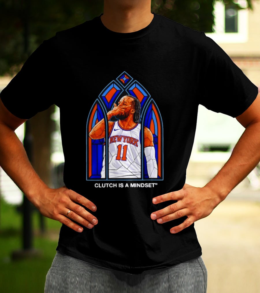 New York Knicks Jalen Brunson Number 11 Clutch Is A Mindset Stained Glass T-Shirt