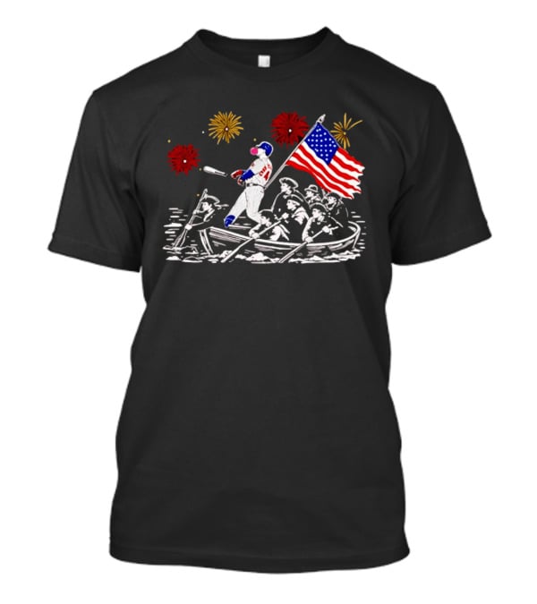 PCA Cubs Crossing The Delaware Patriotic Baseball Fireworks Celebration T-Shirt