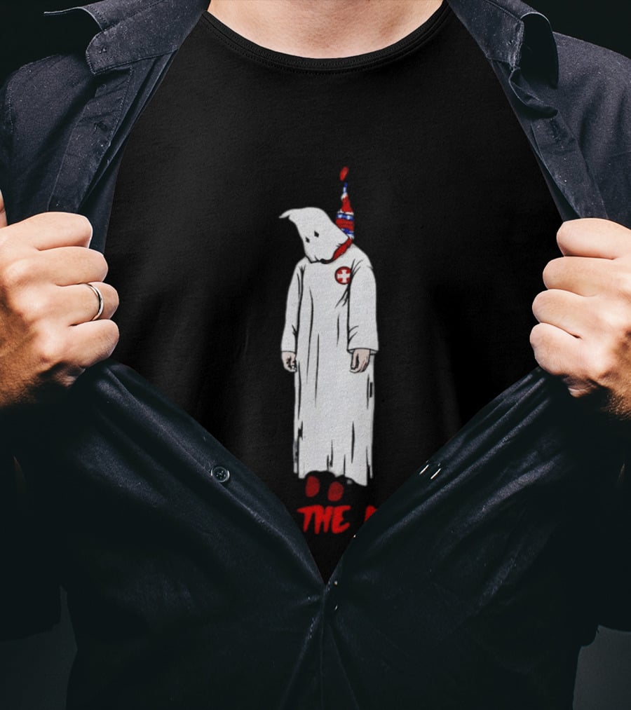 Ku Klux Klan Kill The Klan Message With Hooded Figure And Red Cross T-Shirt