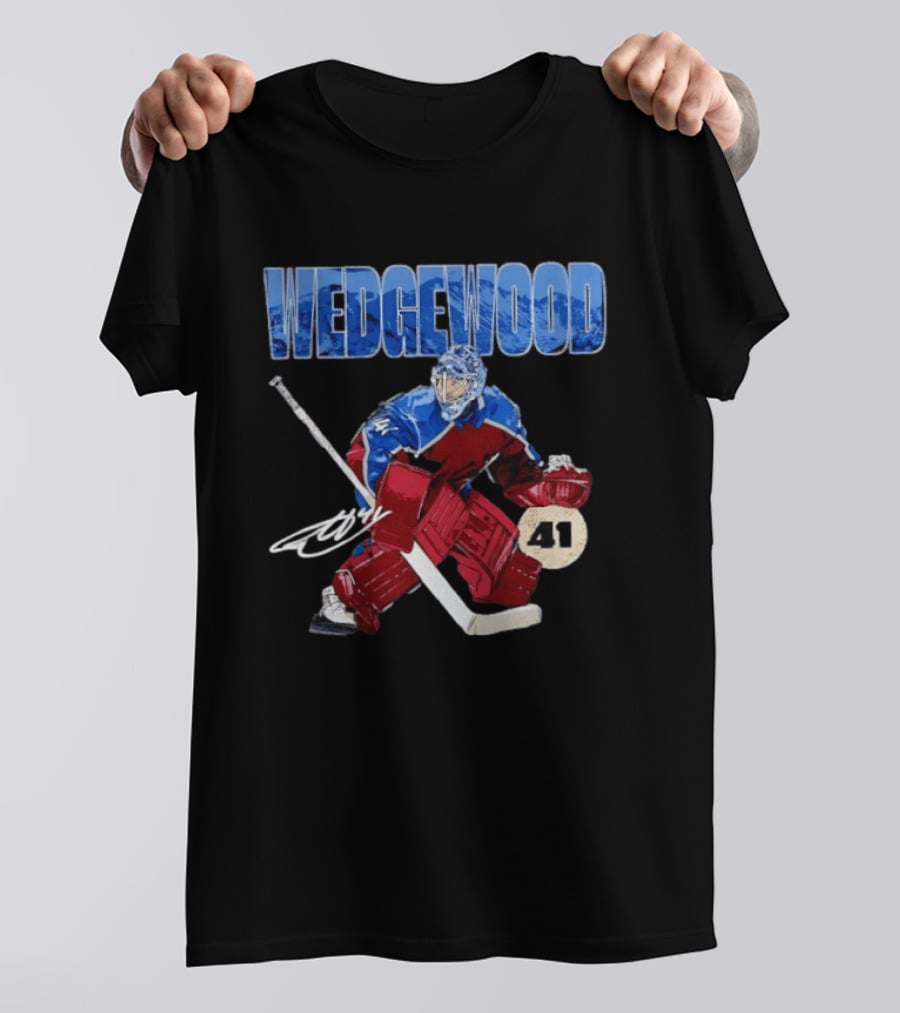Scott Wedgewood 41 Hockey Goalie Action Colorado Mountains T-Shirt