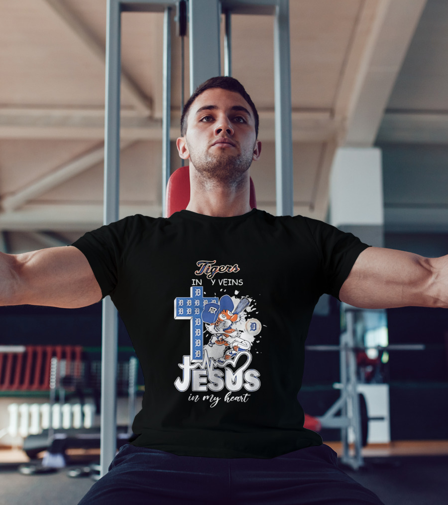 Detroit Tigers In My Veins Jesus In My Heart T-Shirt
