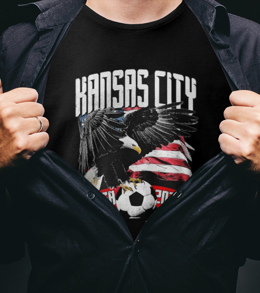 Kansas City USA 2026 Bald Eagle American Flag Soccer Ball T-Shirt