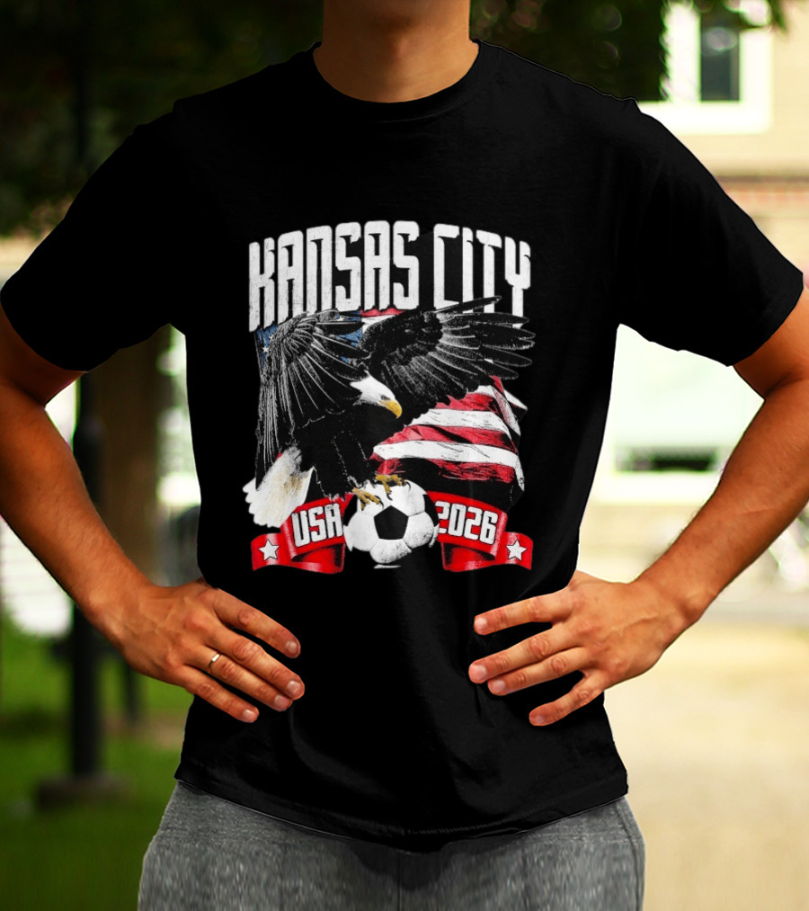 Kansas City USA 2026 Bald Eagle American Flag Soccer Ball T-Shirt