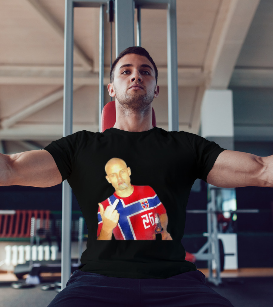Erling Haaland Norway National Football Team 26 Middle Finger Gesture Jersey T-Shirt