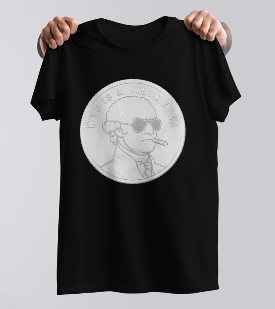 WTF Is A Kilometer George Washington Coin With Cigar And Sunglasses T-Shirt