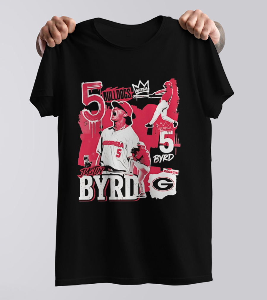 Georgia Bulldogs Justin Byrd 5 Baseball Champion Fan Gear T-Shirt