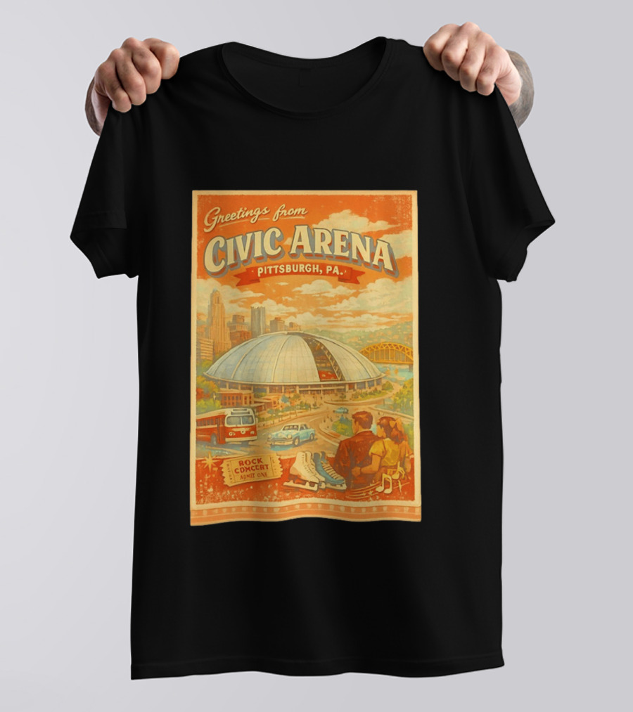 Greetings From Civic Arena Pittsburgh PA Rock Concert Admit One T-Shirt