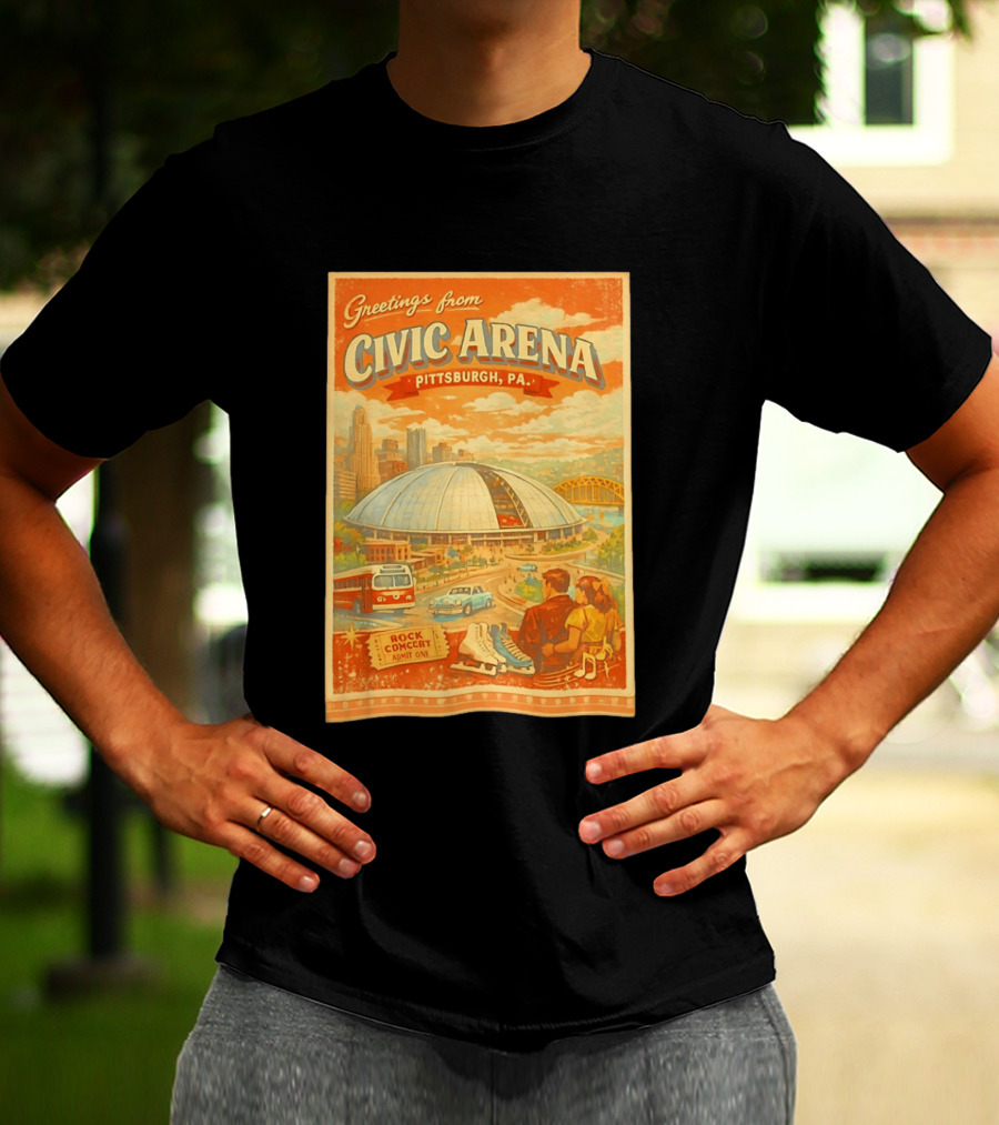 Greetings From Civic Arena Pittsburgh PA Rock Concert Admit One T-Shirt