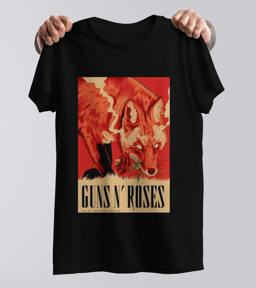 Guns N' Roses Fox With Rose Download Festival June 13 2026 Donington Park Castle Donington Leicestershire T-Shirt
