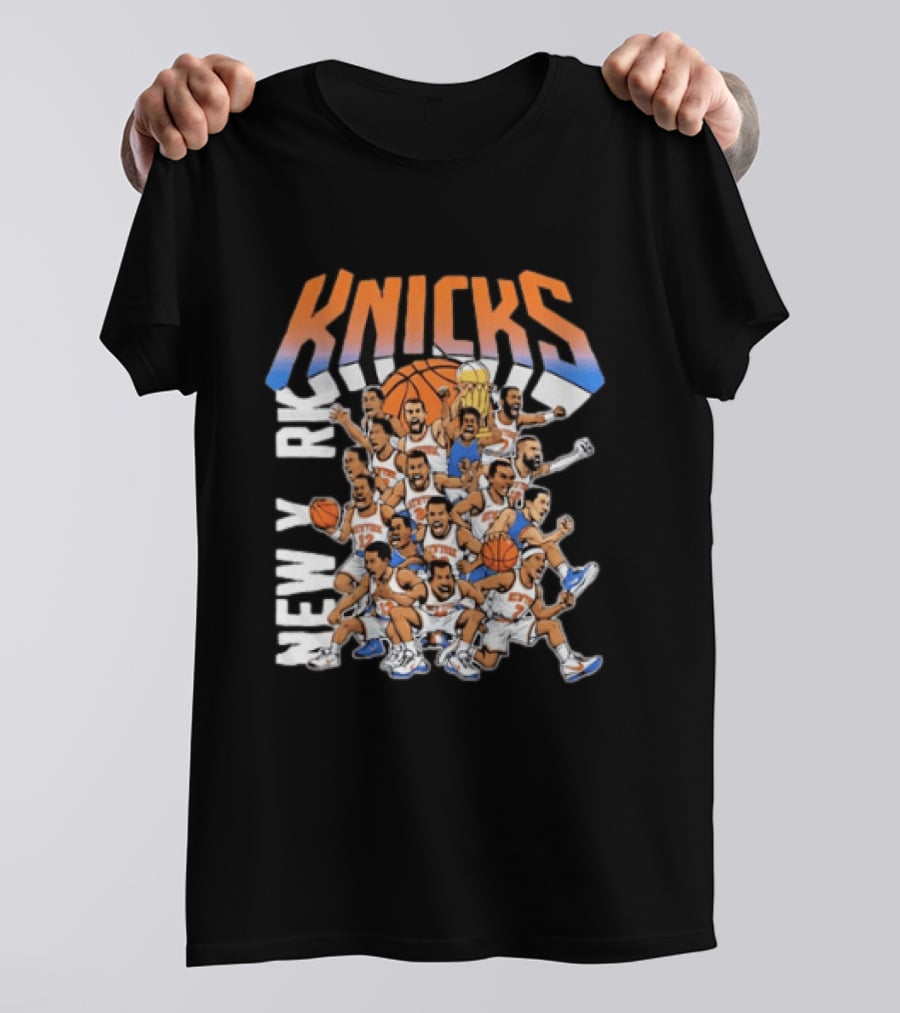 New York Knicks Comic Style Team Collage Basketball Players T-Shirt