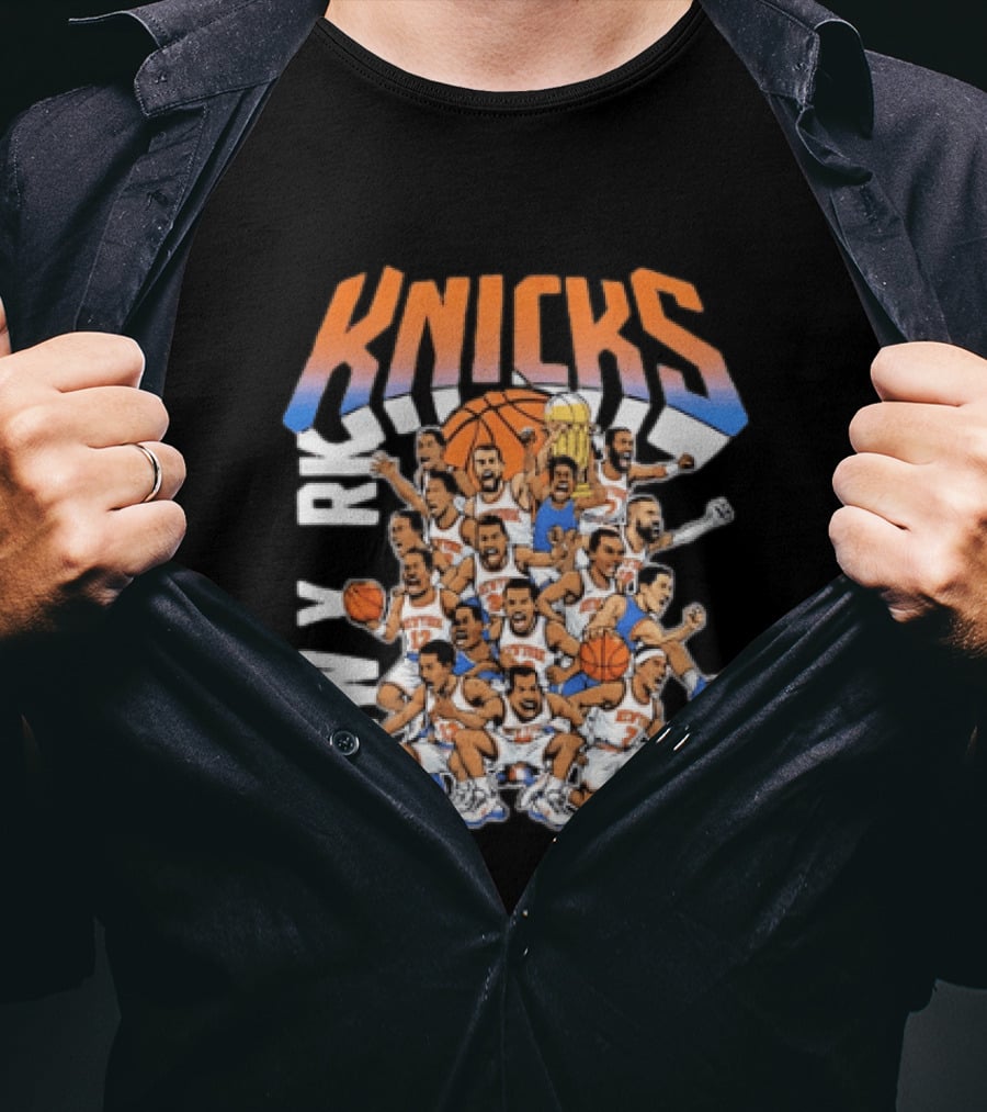 New York Knicks Comic Style Team Collage Basketball Players T-Shirt