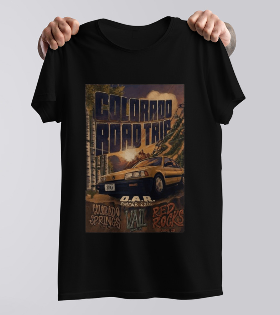 Colorado Road Trip O.A.R Summer 2026 Tour Colorado Springs Vail Red Rocks June 19 20 T-Shirt