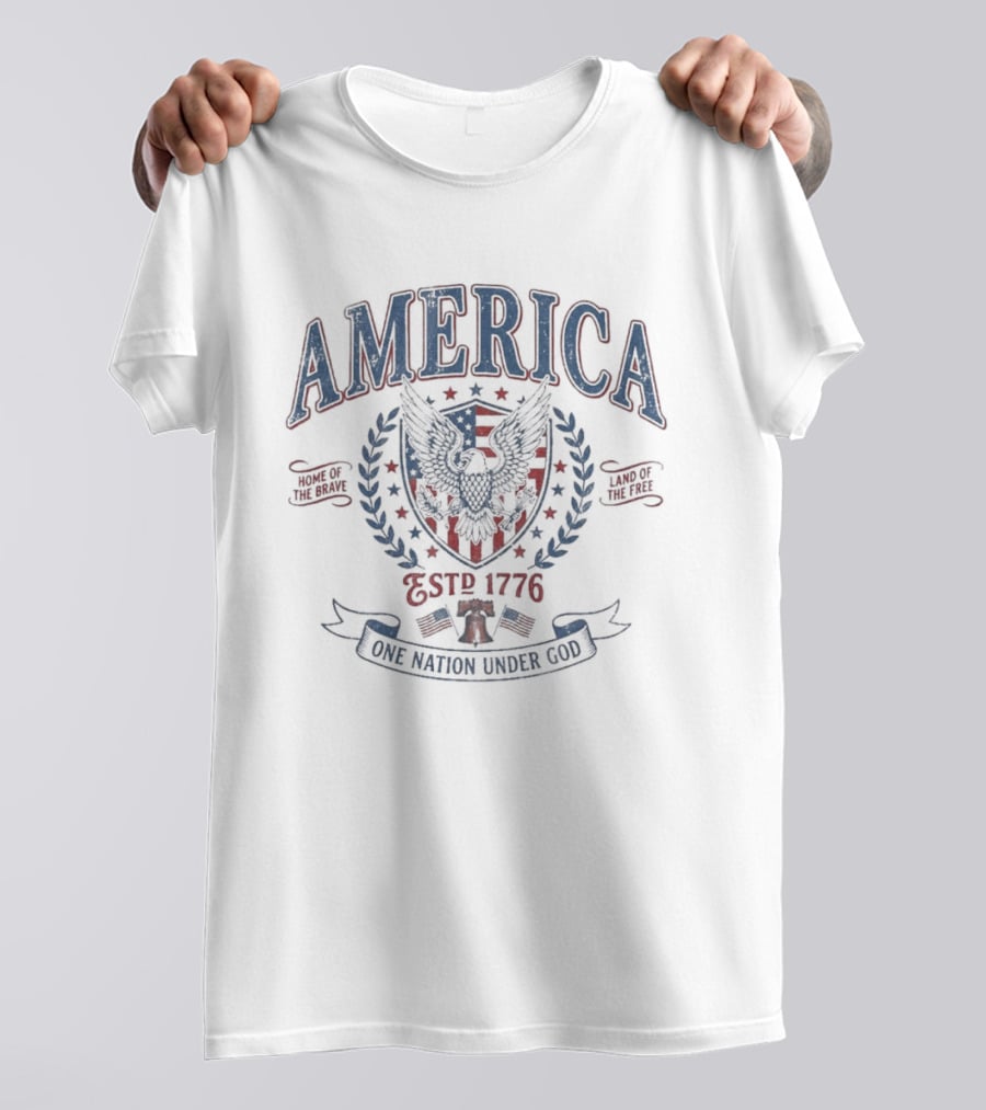 America Est 1776 One Nation Under God Home Of Brave Land Of The Free T-Shirt