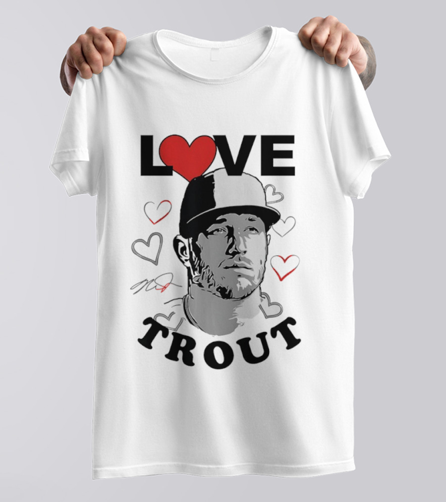 Love Mike Trout Los Angeles Angels Heart Baseball Player T-Shirt