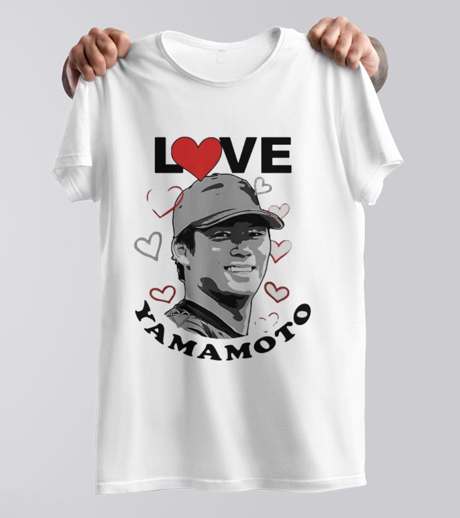 Love Yoshinobu Yamamoto Heart Baseball Fan T-Shirt