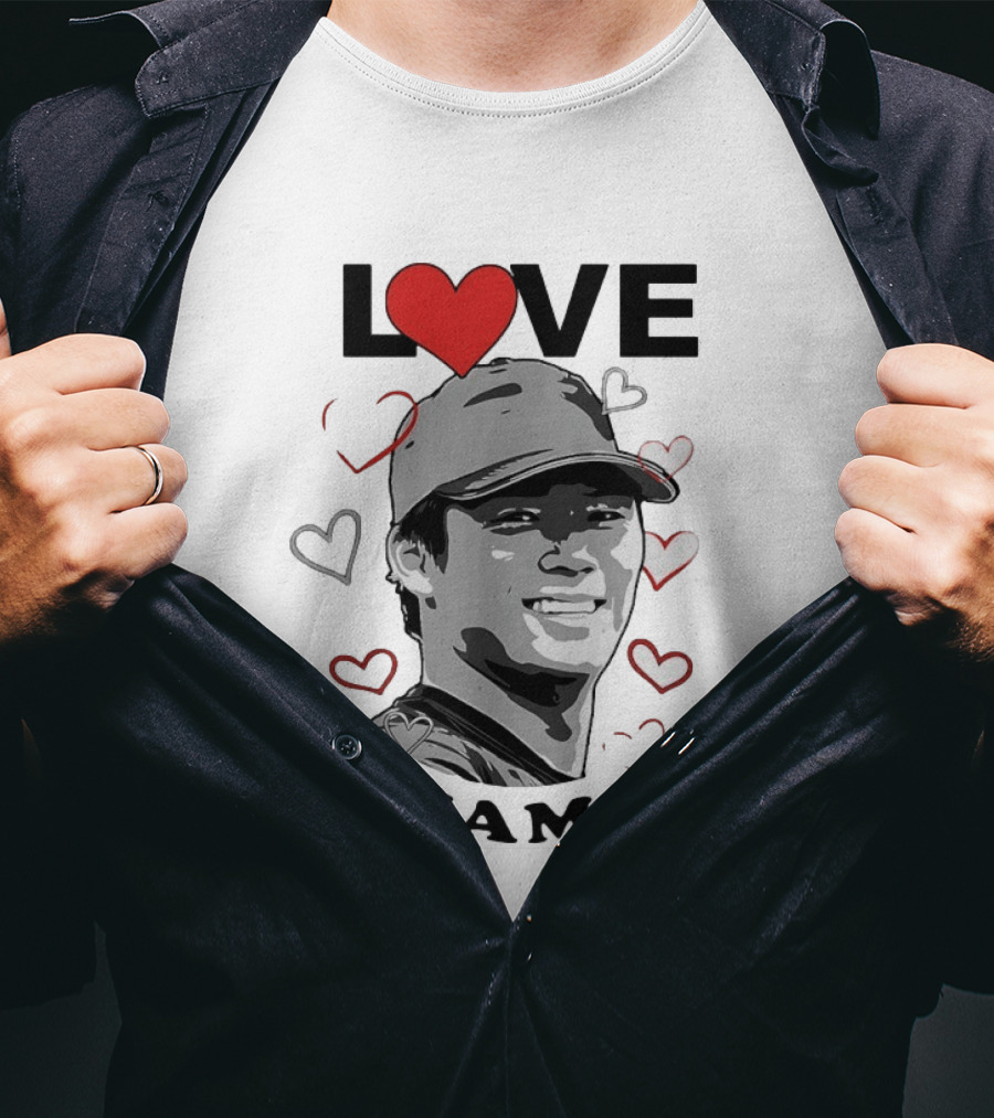 Love Yoshinobu Yamamoto Heart Baseball Fan T-Shirt