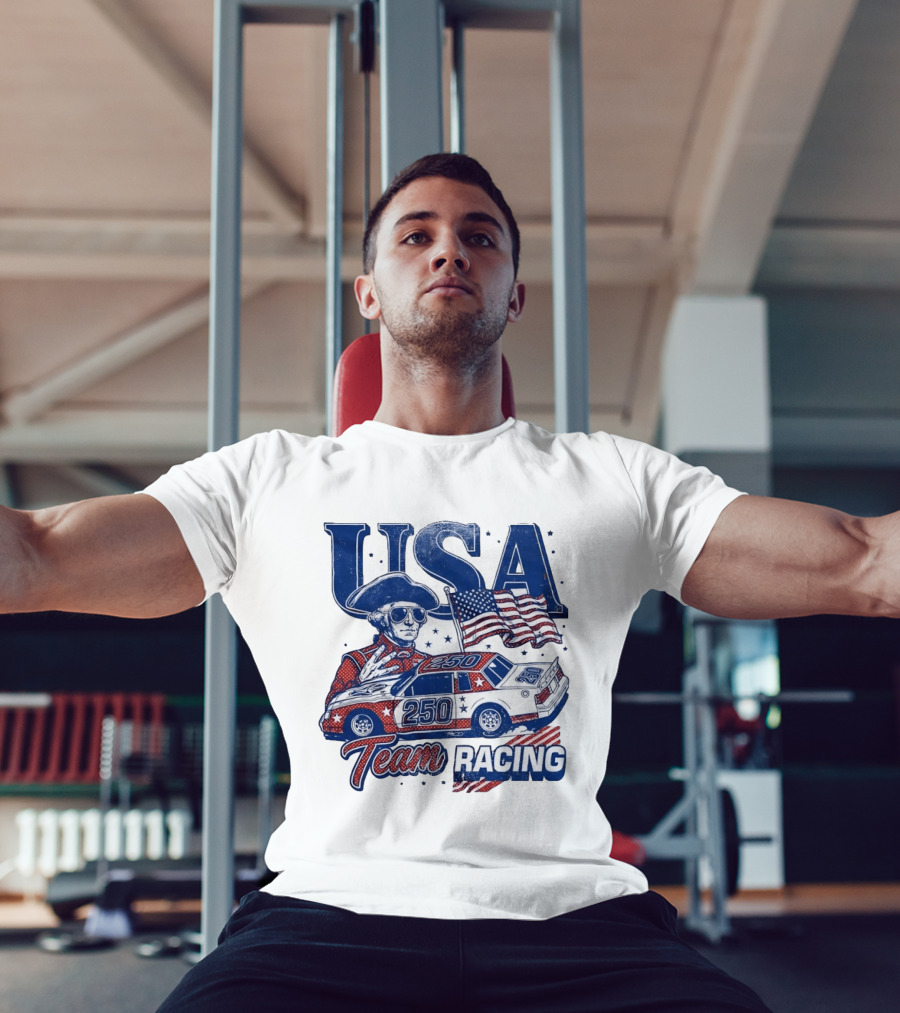 USA Team Racing 250 George Washington American Flag T-Shirt