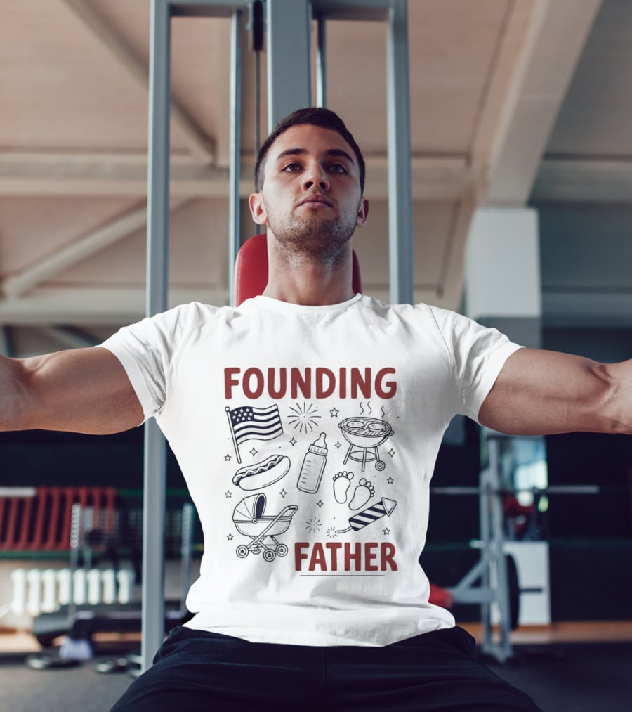 Founding Father USA Flag BBQ Firework Baby 4th Of July T-Shirt