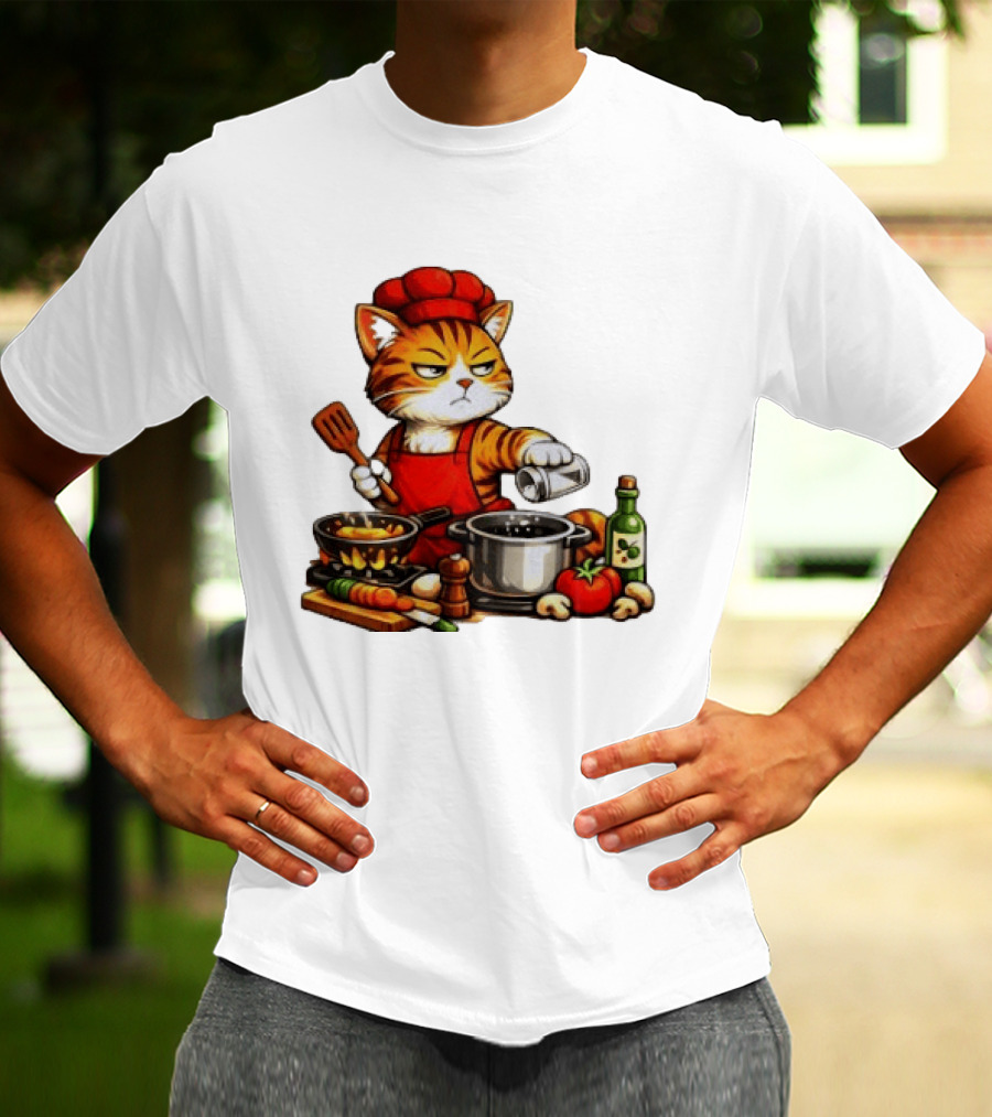 I Cook Better When You're Not Ing Cat Chef Cooking Scene T-Shirt