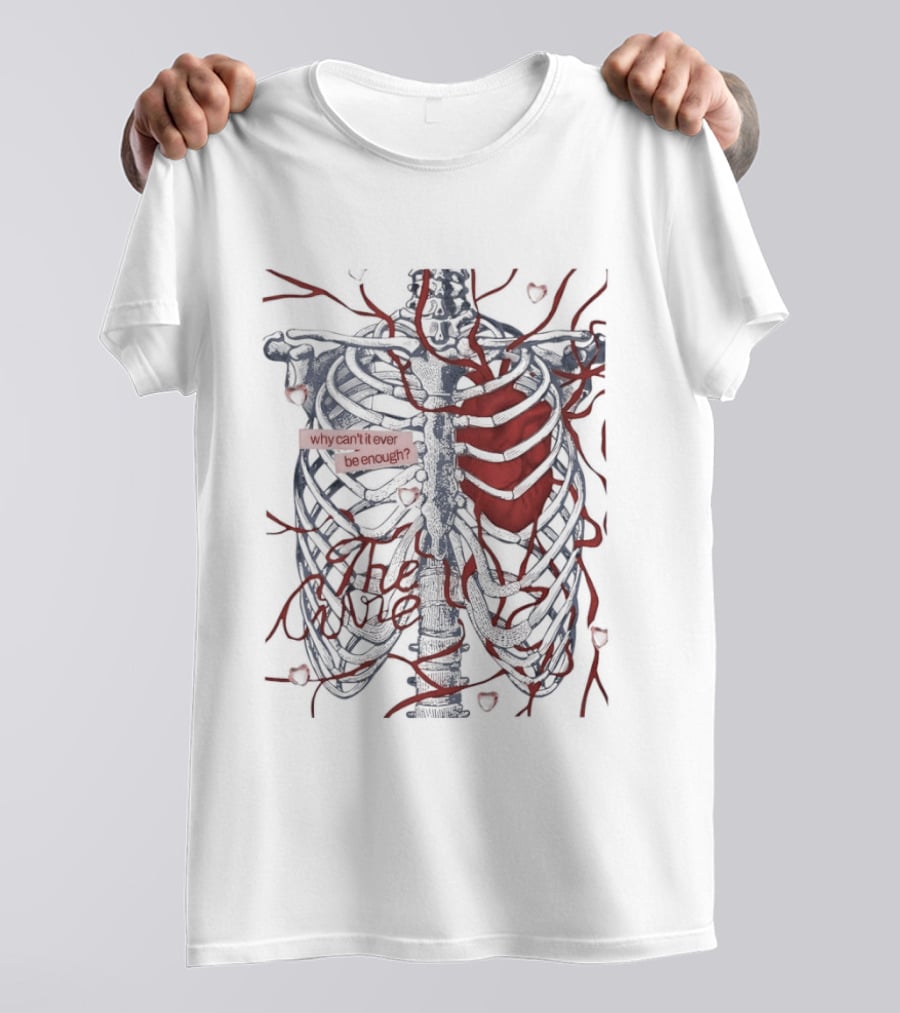 Olivia Rodrigo The Cure Why Can't I Ever Be Enough Skeleton Ribs Heart T-Shirt