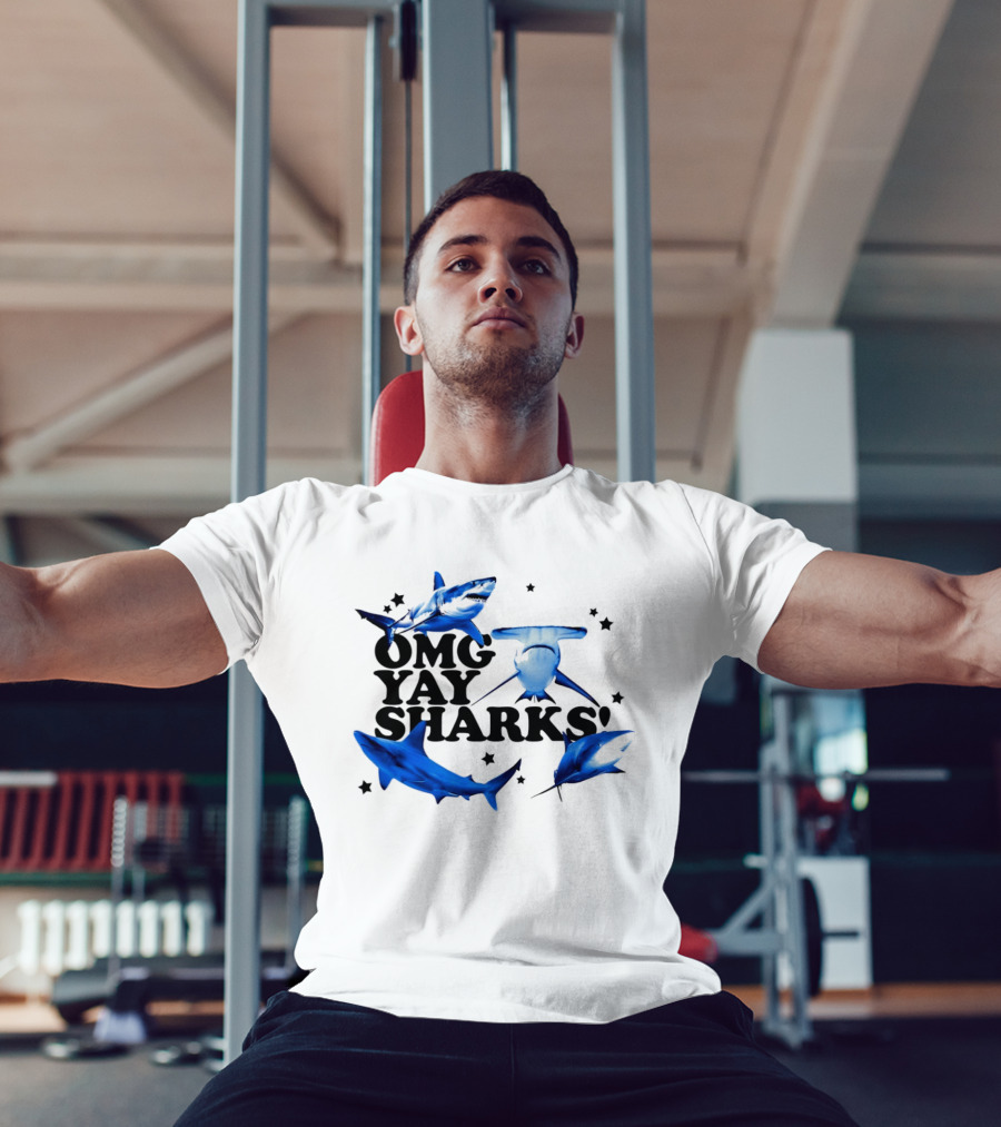 OMG Yay Sharks Ocean Life Marine Biology With Blue Shark Images T-Shirt