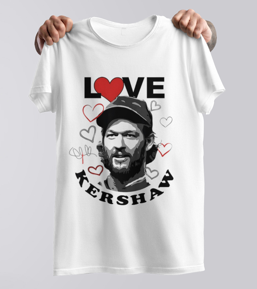 LOVE Kershaw Los Angeles Dodgers Baseball Heart T-Shirt