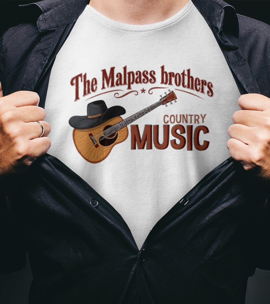 The Malpass Brothers Country Music Guitar And Cowboy Hat T-Shirt