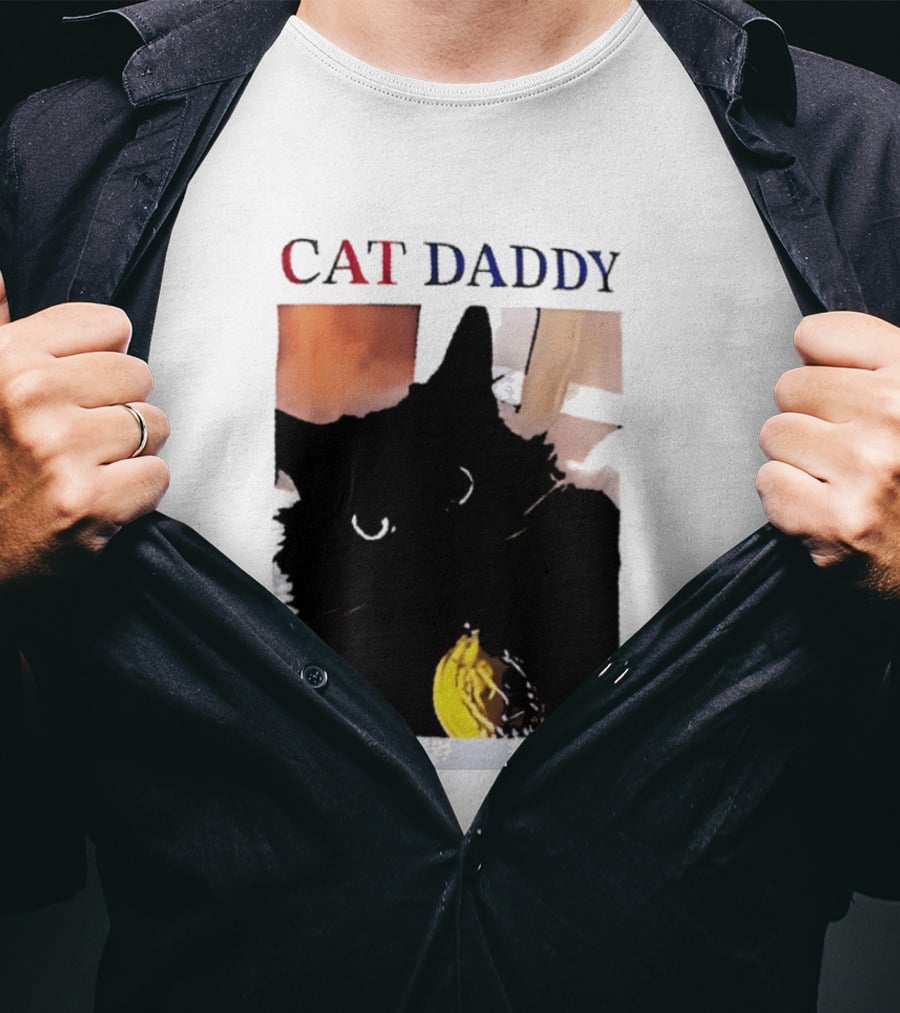 Cat Daddy Black Cat Image With Yellow Banana Accessory T-Shirt