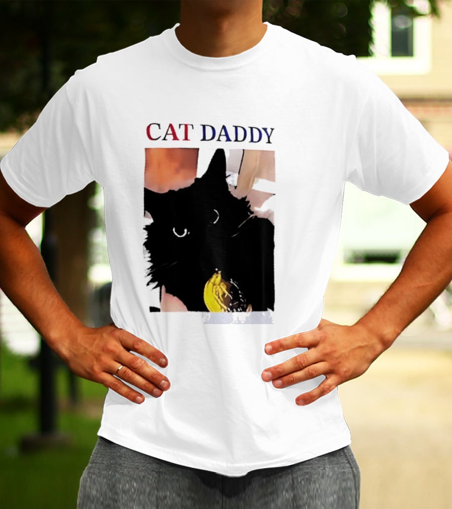 Cat Daddy Black Cat Image With Yellow Banana Accessory T-Shirt