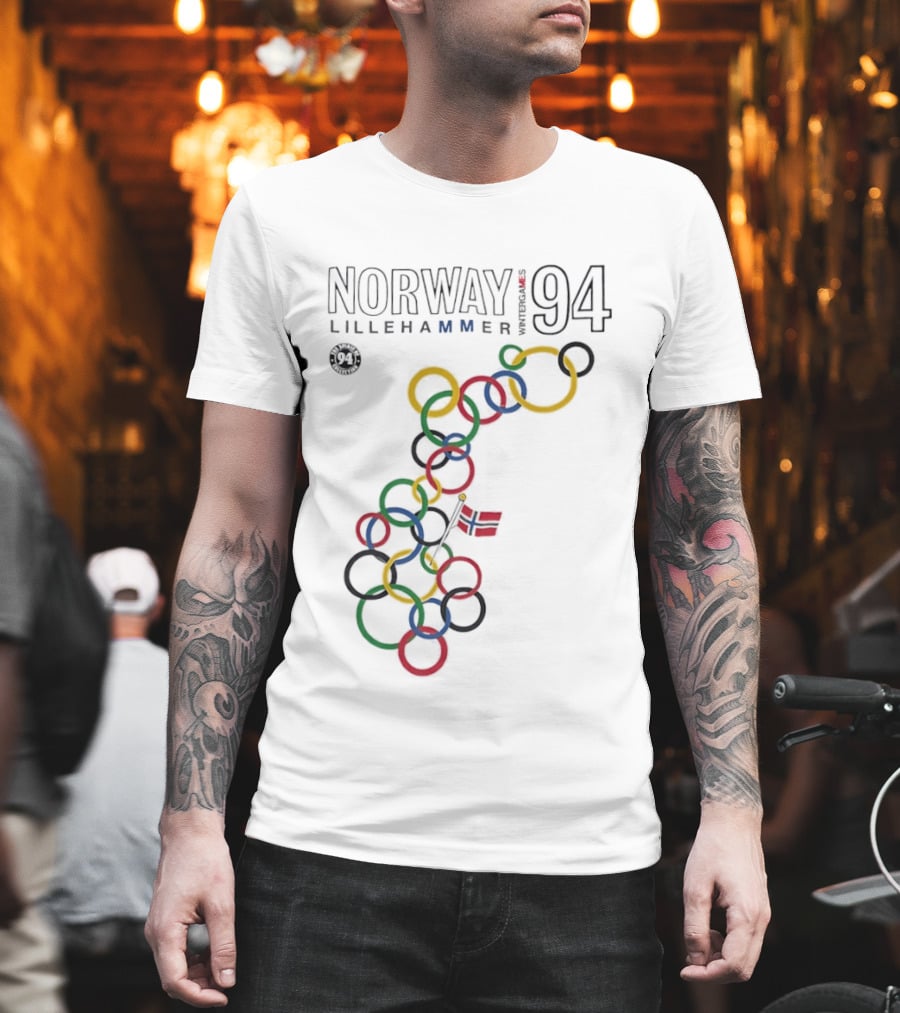 Norway Lillehammer 1994 Winter Games Rings Map T-Shirt