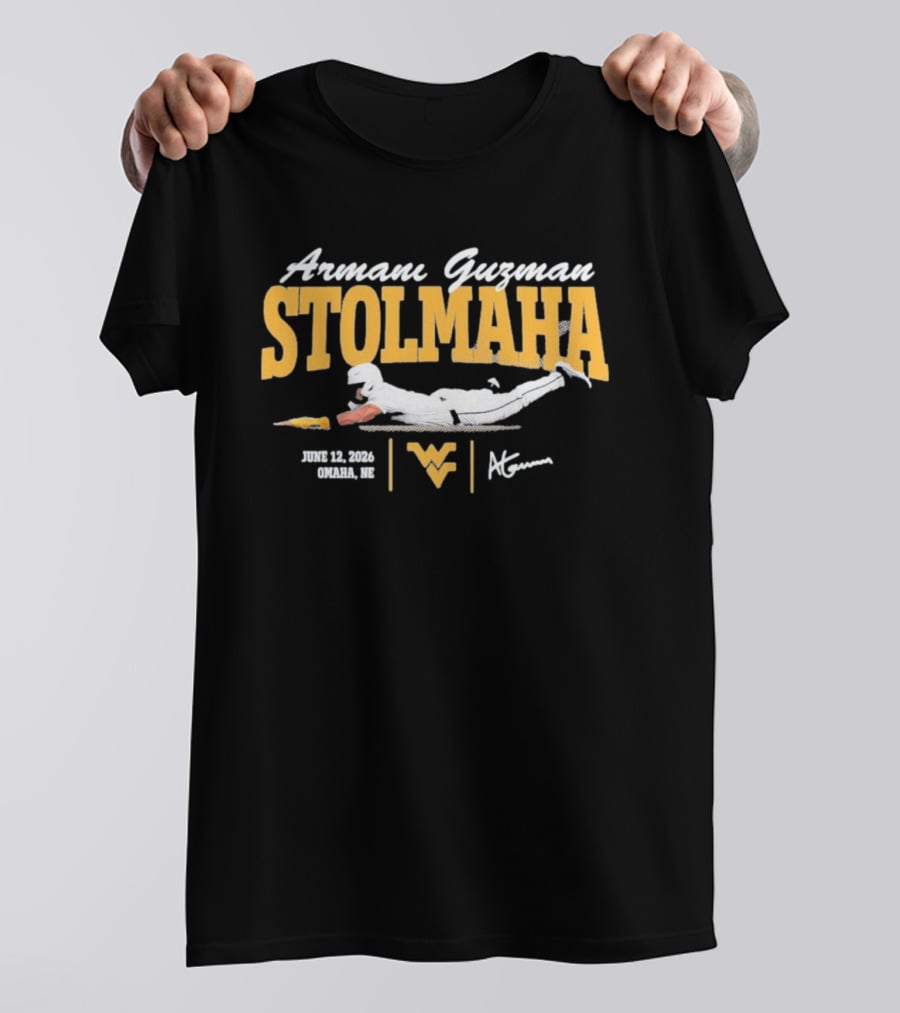 Armani Guzman Stolmaha West Virginia Mountaineers June 12 2026 Omaha NE T-Shirt